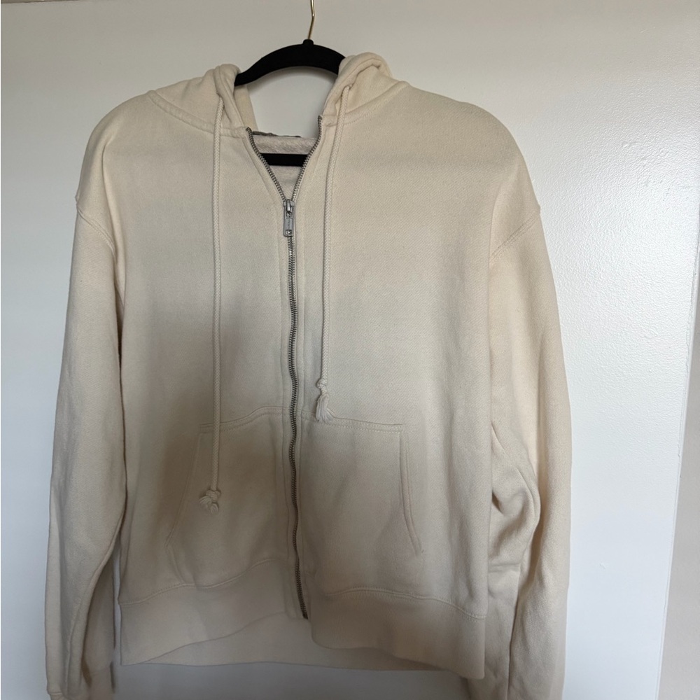 Brandy Melville Zip-Up Cream Sweater